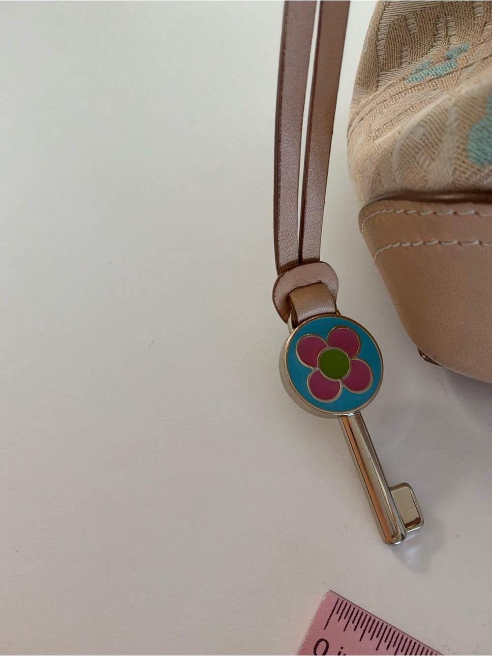 Fossil Beige Signature Canvas Shoulder Bag with Multicolor Accents - Picture 9 of 9